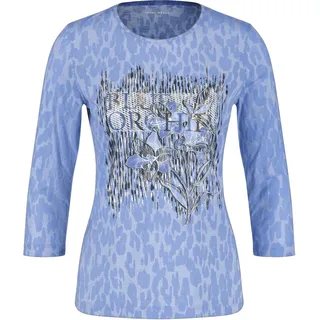 Gerry Weber Damen 3/4 Arm Shirt in Ausbrenner-Qualität 3/4 Arm Animal-Print, Frontprint Blue/Yellow Placement 42