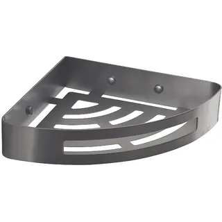 Gedy NERVA Duschkorb, Duschregal, Eckregal, Edelstahl AISI 304, Gun Metall, 21 x 21 x 4,5 cm