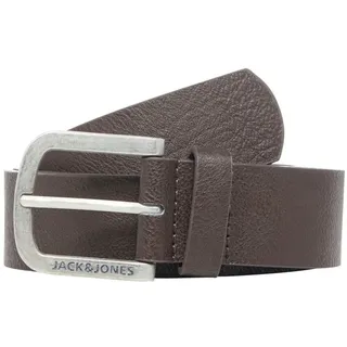 Ledergürtel JACK & JONES "JACHARRY BELT NOOS", Herren, Gr. 105, braun (dunkelbraun), Leder, unifarben, Gürtel Ledergürtel