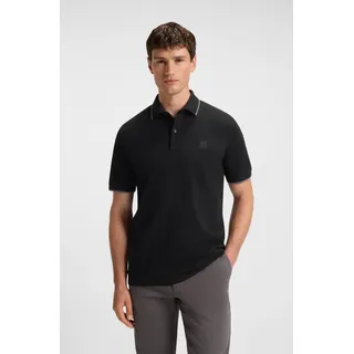 Poloshirt BOSS ORANGE "Passertip", Herren, Gr. XXL, schwarz (001 schwarz), Piqué, Obermaterial: 95% Baumwolle, 5% Elasthan, unifarben, slim fit hüftbedeckend, V-Ausschnitt, eingesetzt Bündchen, Shirts Poloshirt, mit BOSS Logo-Badge