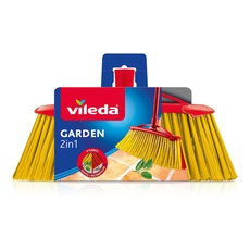 Vileda 2in1 Garden Outdoor-Besen mit Zwei Arten, Garten, für Laub, für Kiesel, recycelt, 17 x 37,5 x 5,5 cm, 386 g, Schwarz, Cyan, Magenta, Gelb