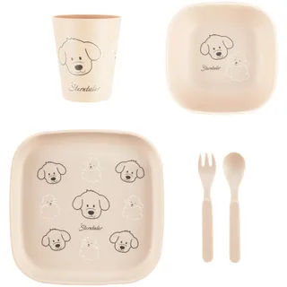 Sterntaler Geschirrset Bauernhof - Baby und Kinder Geschirr in eckiger Form ideal zum Füttern und selbständigen Essen - robustes Baby und Kindergeschirr aus lebensmittelechten Material, sandfarben