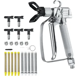 Vevor Airless Farbspritzpistole, 3600 PSI Hochdruck Airless Farbspritzpistole mit 5 Düsen, 211, 315, 417, 517, 623, Airless Farbspritzpistolen Set mit Filtern & Reinigungsnadel & Bürste