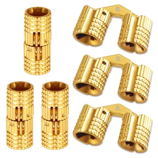 8mm Mini Messing Scharnier, 6 Stück Versteckte Tonnenscharnier 180 ° Öffnungswinkel Gold Messing Möbelscharniere für DIY Schmuckkästchen, Holzkisten, Aufbewahrungsboxen