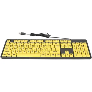 Computertastatur mit Großem Druck, 104 Tasten, USB Kabel, Kontrastreiche Tastatur für Sehbehinderte, Senioren, Sehbehinderte, übergroße Tastatur mit Großen Buchstaben für