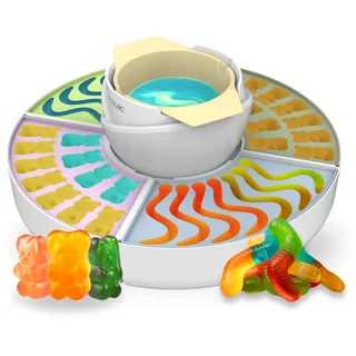 Cecotec Süßigkeitenmaschine - Schokoladenfondue - Gummy Maker Fun&Sugar Gummy. 2-in-1, 40 W, 4 Silikonformen, 4 abnehmbare Tabletts, kompaktes Design, leicht zu reinigen