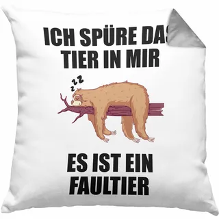 Trendation Lustige Kissen mit Füllung 40x40 mit Spruch Mitarbeiter Faultier Geschenk Arbeitskollege Männer Frauen (Grau)