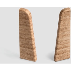Bild Endstück Sockelleiste Eiche honig für einfache Montage von 60mm Laminat Fußleisten | Inhalt 2 Stück | Kunststoff robust | Holz Optik braun