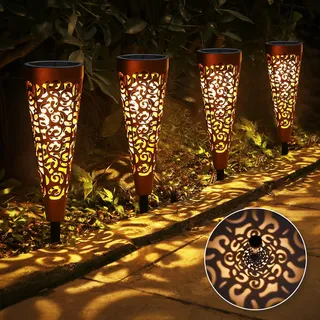 Solarleuchten für außen, 4 stück Solarlampen für außen Garten IP65 Wasserdicht, Solarleuchten Garten LED Solar Gartenleuchte Solar Gartenbeleuchtung Wegebeleuchtung Balkon Terrasse Rasen Deko (4)