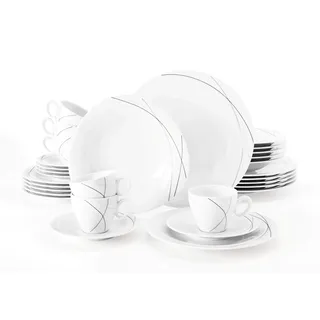 SELTMANN WEIDEN Trio Highline Kombiservice 30-tlg. weiß mit Längsstreifen