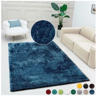 Bruno Banani Teppich »Dana Teppich, besonders weich und kuschelig, Kundenliebling« rechteckig 30 mm Höhe uni, Mikrofaser Teppiche, Wohnzimmer, Schlafzimmer, Esszimmer, blau