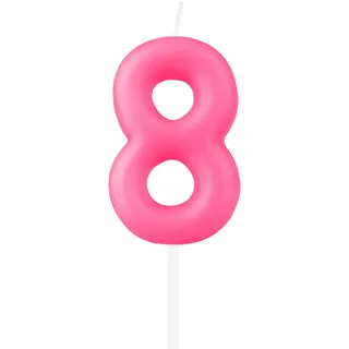 mciskin Macaron Kerze Hot Pink Zahl 8, 8. Geburtstag, Kuchendekoration, Süß und dynamisch, Geruchlos, Umweltfreundlich