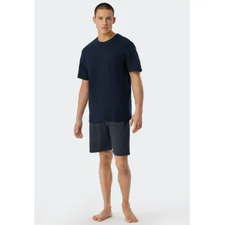 Shorty SCHIESSER "selected premium inspiration", Herren, Gr. 50 (M), blau (800, blau), Single Jersey, Obermaterial: 100% Baumwolle, gepunktet, unifarben, bequem kurz, Rundhals, Homewear-Sets Shorty, mit rundem Halsausschnitt