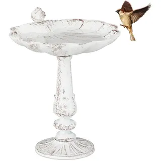 Relaxdays Vogeltränke , Weiß , Metall , 22x24.5x18 cm , Dekoration, Gartendeko