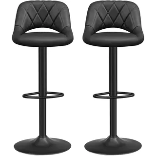 SONGMICS Barhocker, 2er Set Barstühle, Küchenstühle mit stabilem Metallgestell, Stühle mit Kunstlederbezug, Fußstütze, Sitzhöhe verstellbar, einfache Montage, Vintage, anthrazit LJB072B01, 47 x 48 x (83-105) cm