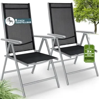 CASARIA Bern Gartenstuhl 60 x 65 x 111 cm silber/schwarz klappbar 2 St.