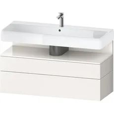 Duravit Qatego Waschtischunterbau, 1 Auszug und 1 Schublade, 1190x470x590mm, Nische Weiß Hochglanz, QA4396022, Farbe: Weiß Supermatt