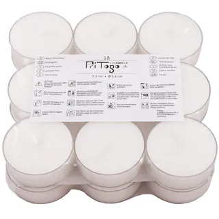 Pritogo Maxi Teelichter (18 Stück) Kunststoffhülle Brenndauer: 7 Std. XXL Ø 5,8 * 2,2 cm Jumbo Teelichte Plastikschale unbeduftet
