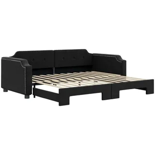 vidaXL Tagesbett Ausziehbar Schwarz 100x200 cm Stoff - Schwarz