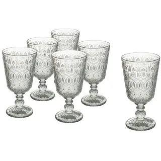 Villa d’Este Home Tivoli 5906772 New Marrakesch Set mit 6 Gläsern, 310 ml, silber/schwarz