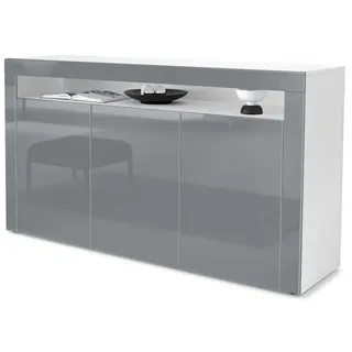 Vladon Sideboard Valencia Grau Hochglanz / Grau Hochglanz , Holzwerkstoff , 155x92x40 cm , Kleinmöbel, Kommoden, Sideboards