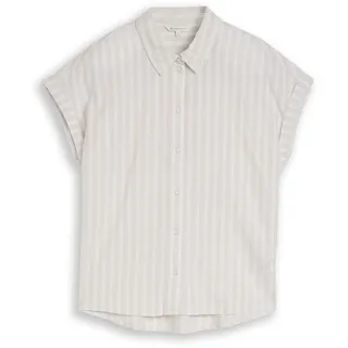 Tom Tailor Kurzarmbluse Beige/Weiß S