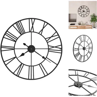 vidaXL Wanduhr Vintage mit Quarzwerk Metall 80 cm XXL - Wanduhren - Schwarz