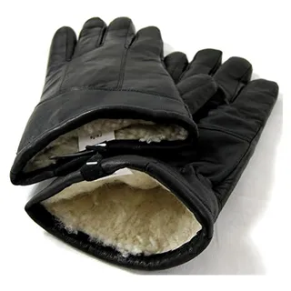 Herrenhandschuhe aus echtem Leder mit Schaffell-Wollfutter, Größen M, L und XL, Schwarz