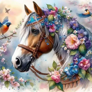 MISCER Diamond Painting für Erwachsene, Diamond Painting kit, Pferd 5D Diamant Malerei Set Anfänger,Blumen DIY Diamant Malerei Basteln Bilder Arts Geschenk für Zuhause Wand Deko 30x30cm
