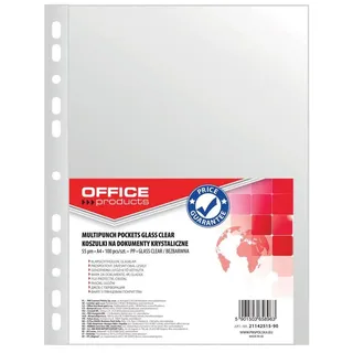 OFFICER PRODUCTS OFFICE PRODUCTS Kataloghüllen Prospekthüllen / Din A4/ Glasklar Kristallklar Oben Offen Klarsichthüllen Sicht-Hüllen Gelochte Plastikhülle /PP/ Transparent 55 Mikron, 100 Stück (1er Pack)