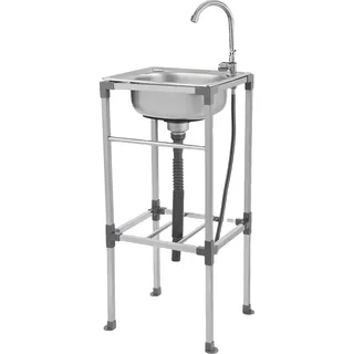 Küchenspüle, Edelstahl, Freistehendes Design, Silber - Silber
