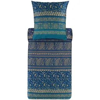 Bassetti Brenta Kissenhülle zu Bettwäsche aus 100% Baumwollsatin in der Farbe Blau B1, Maße: 40x80 cm - 9325874