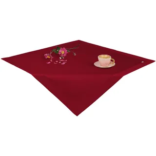 invitta Tischdecke Classic Elegance Bordeaux Mitteldecke 80x80 cm, Uni Glatt Elegant mit 5 cm Kuvertsaum Fleckabweisend mit Lotuseffekt 100% Polyester, O5 H200 2043