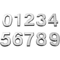 10 Stück Briefkastennummern Hausnummern Selbstklebend 3D Türnummer Adressnummern Aufkleber 0 bis 9 (5 Zoll), Silber)