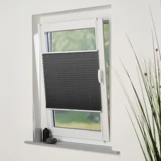 Liedeco Plissee "Klemmfix-Plissee "Easy" – Hochwertiger Vliesstoff" Lichtschutz ohne Bohren verspannt Tageslichdurchlässig, blickdicht, Einfache Montage ohne Bohren, grau