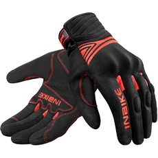 INBIKE Motorradhandschuhe Herren Damen Sommer Motocross Handschuhe Motorrad Fahrradhandschuhe Männer Vollfinger Schutz Atmungsaktiv Schwarz&Rot XL