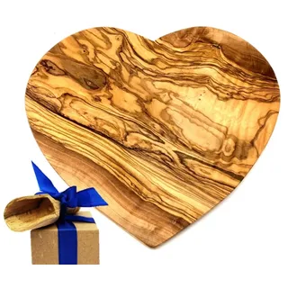 Olivenholz-erleben Käsebrett »Brett in Herz-Form Olivenholz 22 x 20 cm« besondere Herz-Form für dekoratives Servieren, braun