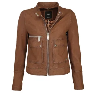 Lederjacke MAZE "Lederjacke Clermont", Damen, Gr. L, braun (cognac), Obermaterial: 100% Lammnappaleder LANA. Futter: 100% Polyester PES., Jacken Lederjacke