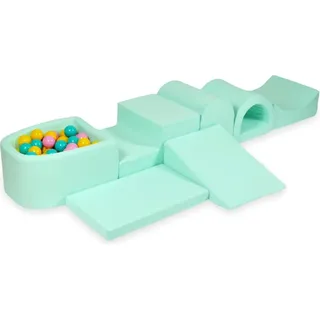Der größte Schaumstoffspielplatz mit Mikropool, Minze + 100 Bälle: Lila, Puderrosa, Türkis, Gelb - Grün, Lila, Rosa, Türkis, Gelb