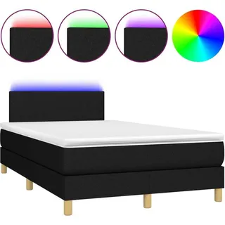 vidaXL Boxspringbett mit Matratze & LED Schwarz 120x200 cm Stoff - Schwarz
