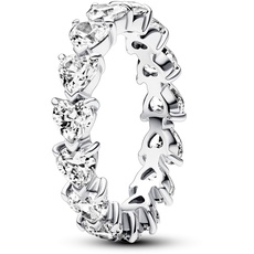 Bild von Timeless Herzreihe Ewigkeits-Ring aus Sterling Silber mit Cubic Zirkonia, Größe 52,