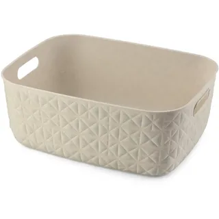 CURVER Softex Aufbewahrungskorb, 12,5 l, elegantes Design, leicht, stapelbar und praktisch, 100% recycelt, 37 x 29 x 14 cm, cremefarben
