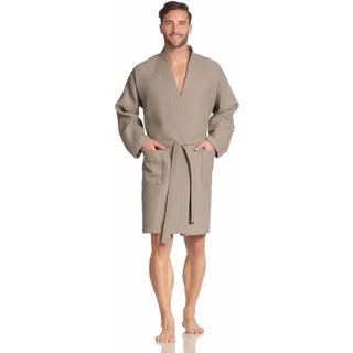 Unisex-Bademantel VOSSEN "Rom, ideal für Sauna & Spa, Hotelbademantel, Morgenmantel" Gr. XL, taupe, L:100cm, Waffelpiqué, Hausmäntel, Unisex-Bademantel, für Damen & Herren, Waffelpiqué-Struktur, in leichter Qualität