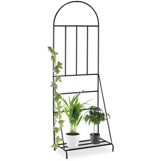 Relaxdays Blumenregal mit Rankgitter 200 x 70 x 40 cm Schwarz