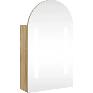 vidaXL Spiegelschrank mit LED-Beleuchtung Gewölbt Eichenoptik - Braun