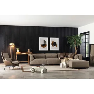 Ecksofa Eckgarnitur Hotel Qualität Möbel Einrichtung Sessel Wohnlandschaft - Braun