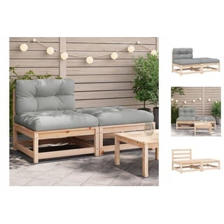 vidaXL Gartensofa ohne Armlehnen mit Kissen und Hocker