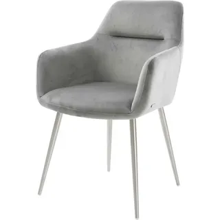DeLife Esszimmerstuhl Pejo-Flex Samt grau 4-Fuß konisch