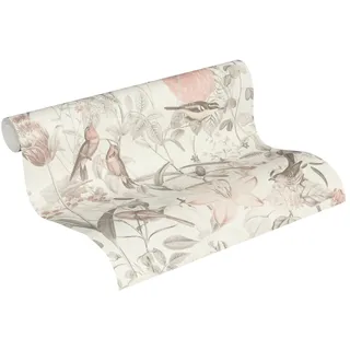 ascreation A.S. Création Vliestapete Exotic Life Tapete Tropisch Floral Natürlich 10, 05 M x 0, 53 M Grau rosa Made in Germany 372762 37276-2