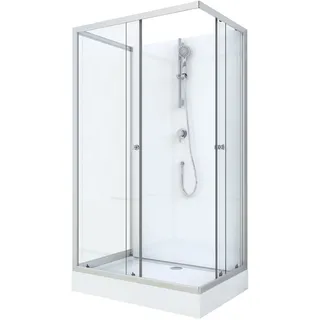 Marwell Komplettdusche mit Schiebetür 110 x 80 cm weiß Sicherheitsglas D648360641500
